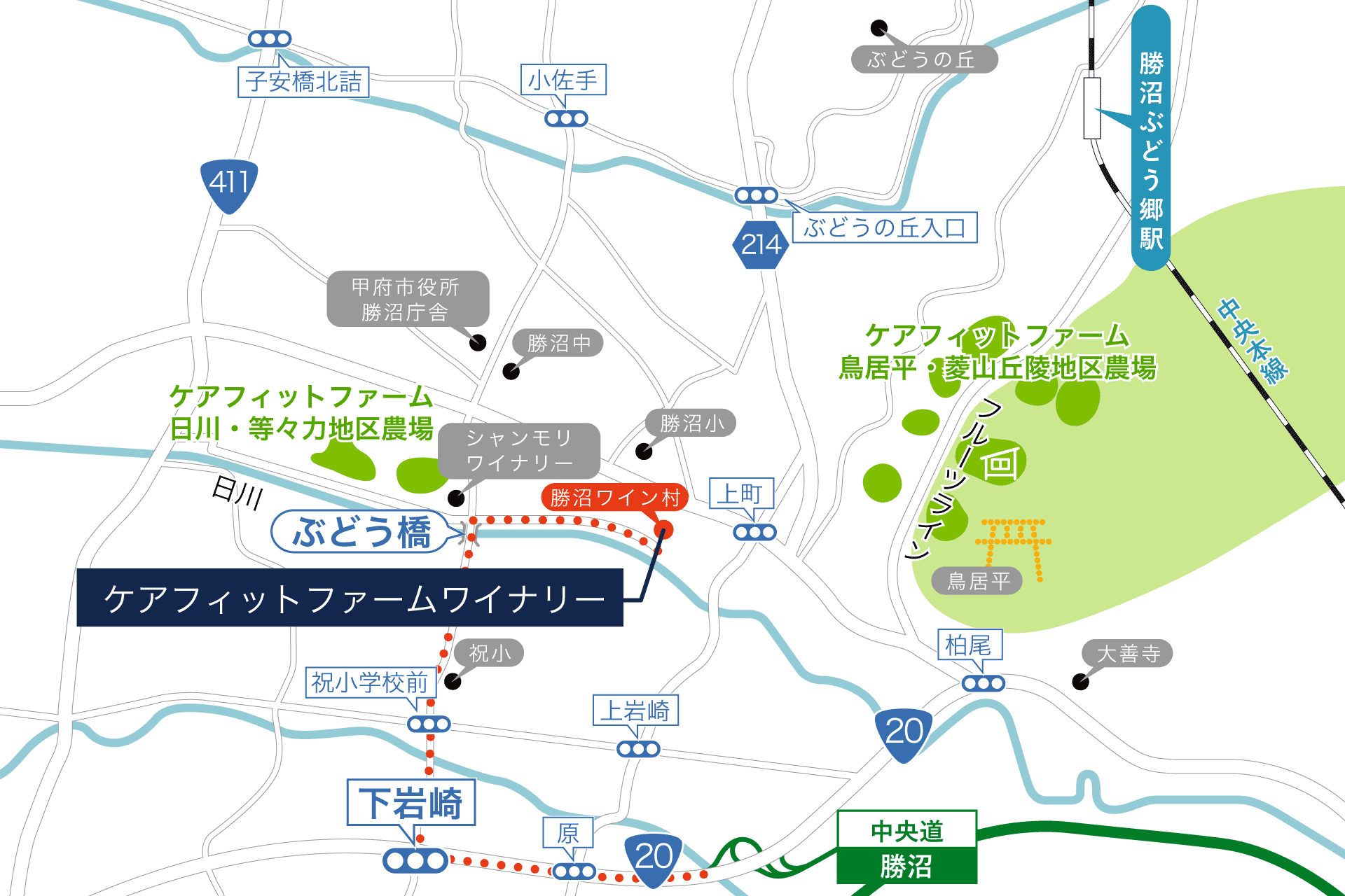 ケアフィットファームワイナリーの地図
