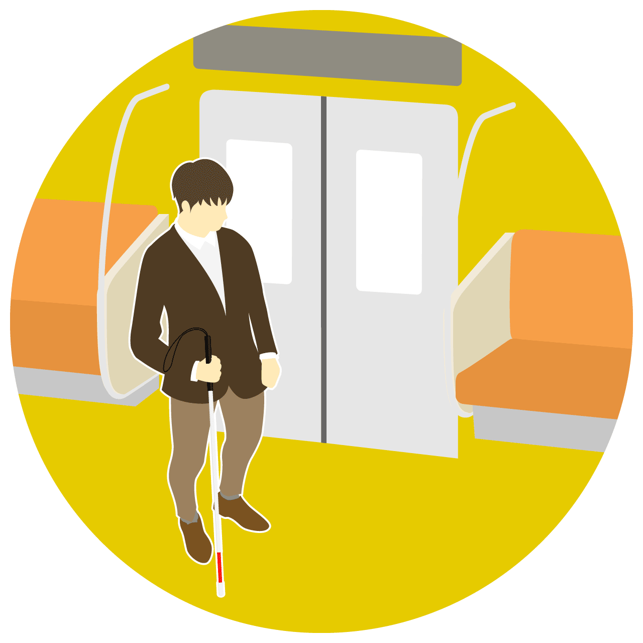（電車や駅で）席が空いているのに、立ったままでいる
