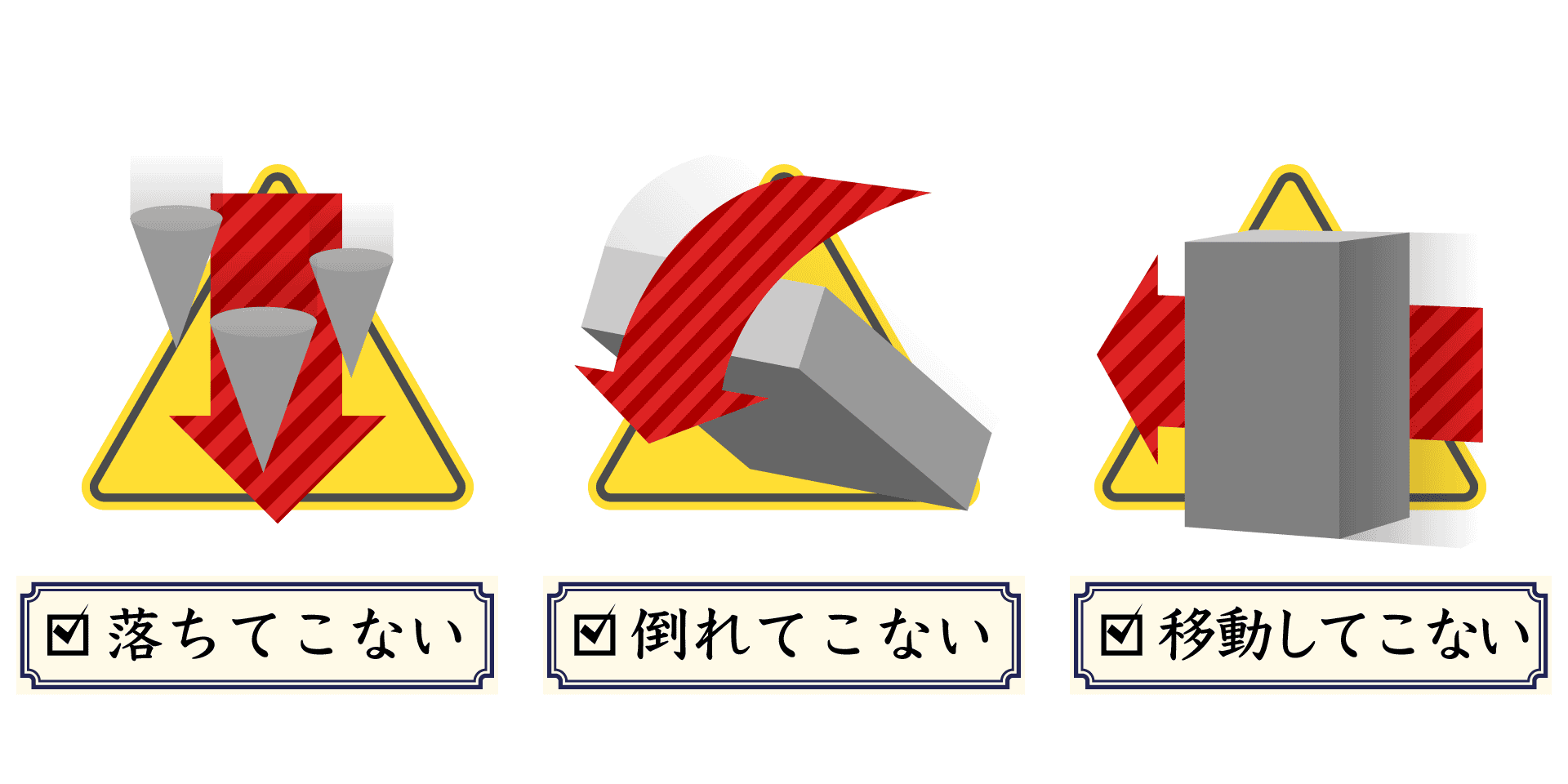 「落ちてこない」「倒れてこない」「移動してこない」