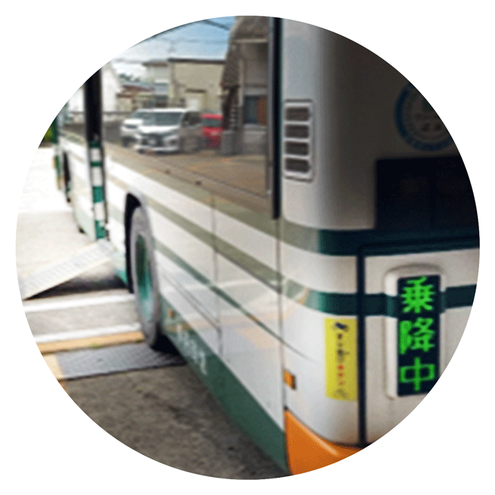 「車いす乗降中」と点滅