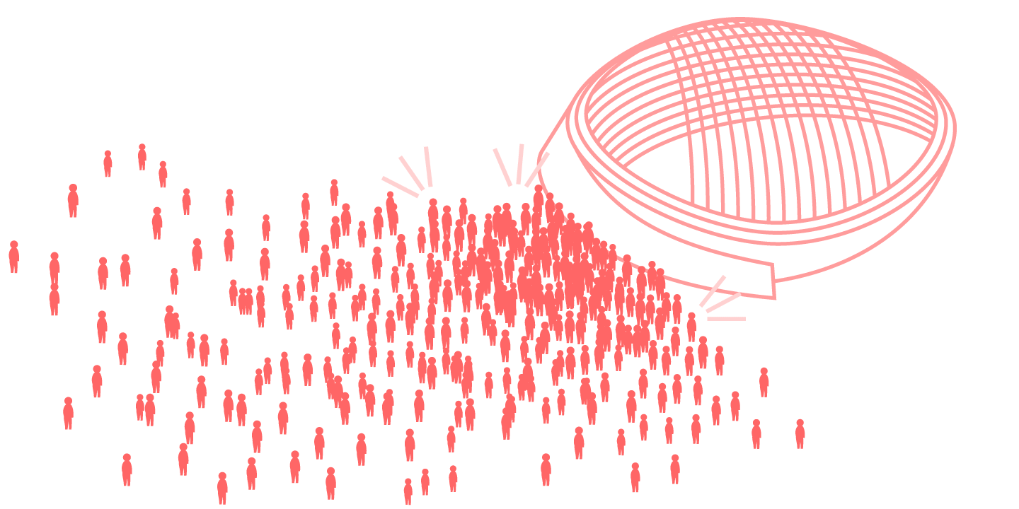東京ドームに入りきれないほどの人数